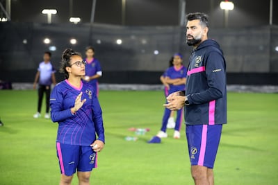 Ahmed Raza during his spell as UAE women's coach in 2024. Pawan Singh / The National