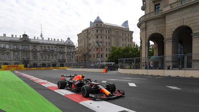 Red Bull's Sergio Perez on the Baku City Circuit. AFP