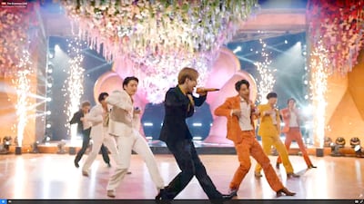 BTS performing during the 63rd Annual Grammy Awards ceremony. Big Hit Entertainment popularise K-pop, adding to the rising global visibility of Korean entertainment such as films like “Parasite,” the winner of the Academy Award for best picture in 2020. Theo Wargo /Supplied