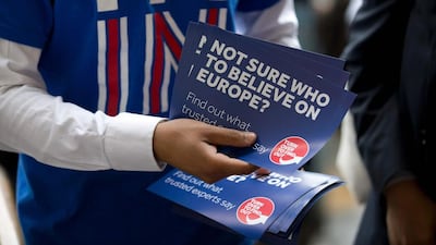 The UK will hold a referendum on June 23 to decide if it will stay in or leave the European Union. Justin Tallis / AFP