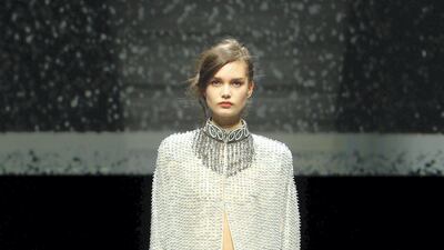 A look from Armani's autumn / winter 2020-21 show at Milan Fashion Week