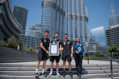 The Dubai Civil Defence team secured a place in the Guinness World Records with their feat. Photo: Dubai Media Office