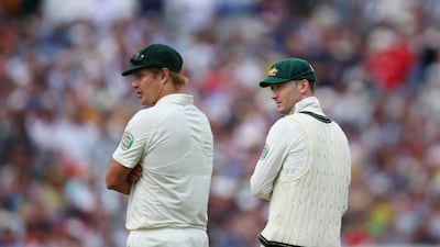 Shane Watson, left, and retired Australia captain Michael Clarke shown during the 2013 Ashes in a Test at Old Trafford. Ryan Pierse / Getty Images / August 3, 2013
