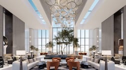 Vida Aljada’s lobby mixes high ceilings, natural light and plenty of communal seating. Photo: Vida Aljada