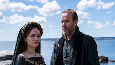 Olivia Cooke as Alicent Hightower and Rhys Ifans as Otto Hightower.