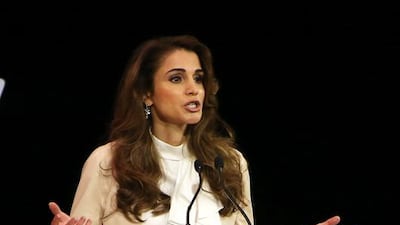 Queen Rania of Jordan at the Global Women’s Forum held in Dubai. ( Pawan Singh / The National )