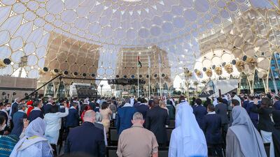 On Saturday, at 6.30pm, Al Wasl Dome will light up to mark the event and a youth manifesto will be presented. Photo: Victor Besa / The National