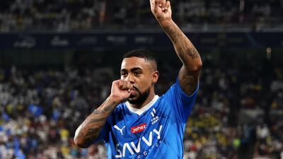 Al Hilal's Malcom celebrates after scoring their second goal against Al Nassr. Reuters
