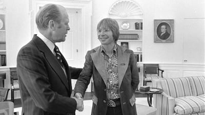 John Denver meets US president Gerald Ford during a visit to the White House in 1975. US National Archives