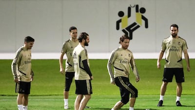 Real Madrid's Sergio Ramos and teammates during training at Al Ittihad's King Abdullah Sport City Stadium in Jeddah, Saudi Arabia, as they prepare for the Spanish Super Cup. Reuters