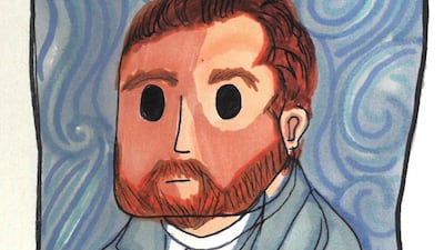 The square version of Van Gogh emanates the brooding seriousness of the Dutch master’s self-portrait albeit without the bottomless intensity of his green eyes. Fatima Al Hashimi