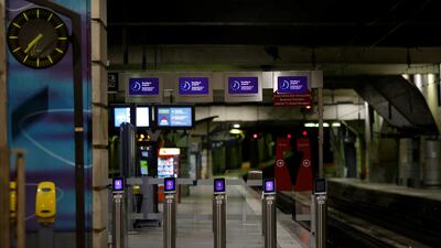 An empty platform at Gare Montparnasse train station in Paris. Reuters