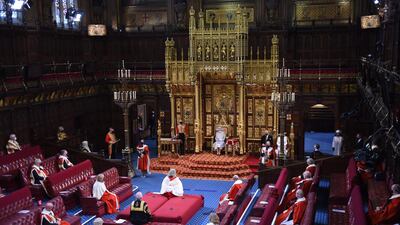 Queen Elizabeth reads the Queen's Speech on the The Sovereign's Throne in the House of Lords chamber. AFP