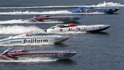 Boats set off at the start of the Italian Grand Prix