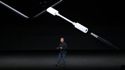 Phil Schiller, Apple's senior vice president of worldwide marketing, talks about the features on the new iPhone 7 earphone options. Marcio Jose Sanchez / AP Photo