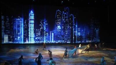 Performing artistes playing the roles of fishermen during the 'Story of a Fort Legacy of a Nation' show held at Qasr Al Hosn Fort in Abu Dhabi. Pawan Singh / The National