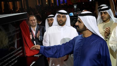 Sheikh Mohammed formally opens the Dubai Mall and The Dubai Fountain in Dubai in August 2009. He originally sent back plans for a 90-storey tower - the final version has 163. Pawan Singh / The National