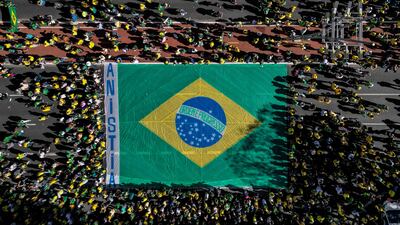 Supporters of former Brazilian president Jair Bolsonaro at a demonstration in his favour in Sao Paulo, Brazil. AFP