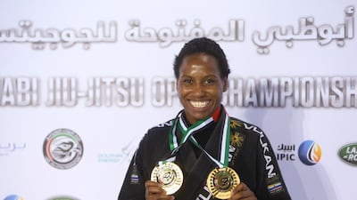 Jessica Cristina Santos, a black belt, took two gold medals in the Jiu Jitsu Abu Dhabi Open Cup on January 24. Delores Johnson/The National