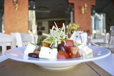 A traditional healthy Greek Salad, at Grecian Grill, Dubai. Courtesy Grecian Grill