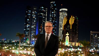 Britain's Prime Minister Keir Starmer after his arrival in Abu Dhabi on December 8. AP