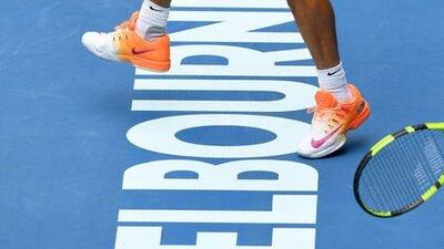 Rafael Nadal hits a forehand during a practice session. William West / AFP