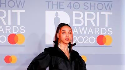 FKA twigs arrives at the Brit Awards 2020 at The O2 Arena on Tuesday, February 18, 2020 in London, England. AFP