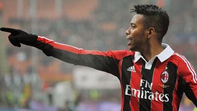 AC Milan forward Robinho makes his point.