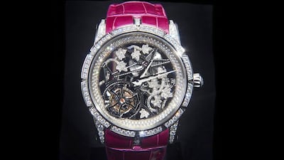 A detail of the Excalibur Brocliande watch during Roger Dubuis at the SIHH 2015 Day 1 on January 19, 2015 in Geneva, Switzerland. Samir Hussein / Getty Images for Roger Dubuis