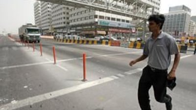 The road in front of Abu Dhabi Mall is almost free of the construction vehicles.
