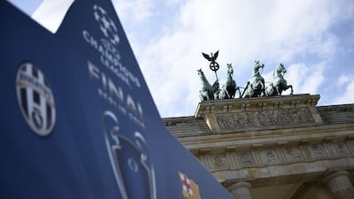 A view of the Brandenbug Gate in Berlin, where the 2015 Champions League final will be contested between Juventus and Barcelona on Saturday. Odd Andersen / AFP / June 3, 2015