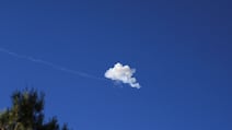 Smoke from an explosion in the sky after Israel's Iron Dome anti-missile system intercepted an Iranian missile, as seen from Jerusalem, June 8, 2026. REUTERS / Ronen Zvulun TPX IMAGES OF THE DAY