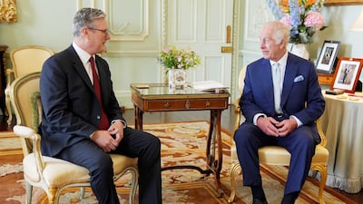 Britain's King Charles III receives Mr Starmer at Buckingham Palace in July 2024