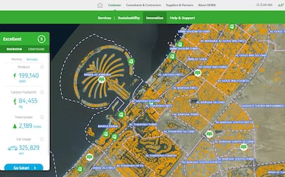 Dewa's solar map of Dubai.