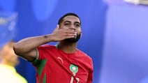 Morocco's Ismael Saibari celebrates scoring against Brazil. AFP