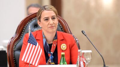 Senior US diplomat Yael Lempert at a Negev Forum meeting in Bahrain last year. She will be among the US figures travelling to the Emirates for meetings this week. AFP