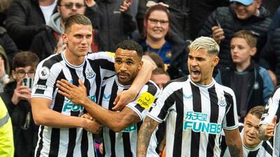 Callum Wilson celebrates after scoring the first goal. EPA