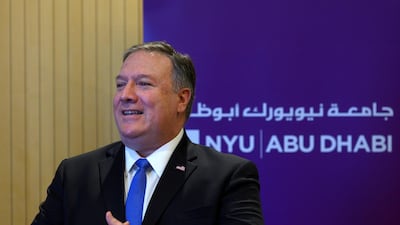 Mike Pompeo speaks to students at the NYU Abu Dhabi campus. Reuters