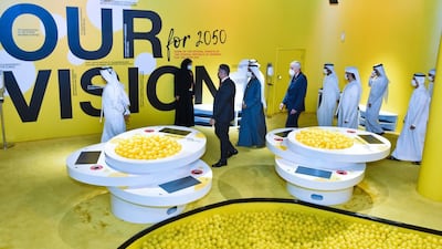 The pavilion's Welcome Hall has a large pit filled with 100,000 yellow balls, each with a message.
