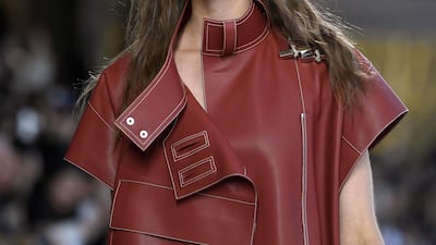 Leather is transformed at Hermes into a buttery soft top, to be worn open and loose. AFP .Bertrand GUAY