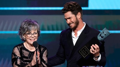 Sally Field accepted the Sag lifetime achievement award from Andrew Garfield. AFP
