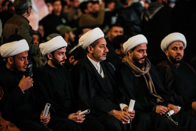 Clerics listen to speakers at rally in Tahrir Square, Cairo, held in opposition to the US-Israel war against Iran. AFP