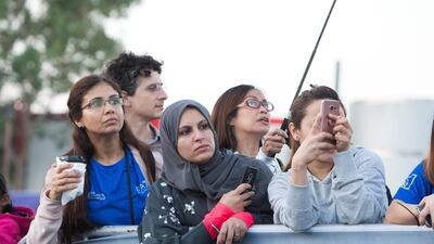 Spectators at the race at the ADNOC ABU Abu Dhabi Marathon. Leslie Pableo for The National