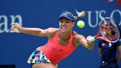 Angelique Kerber of Germany hits a return against Karolina Pliskova of Czech Republic. Timothy A Clary / AP Photo