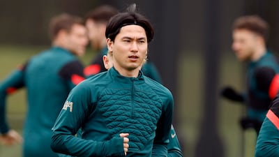 Liverpool's Takumi Minamino during training. Reuters