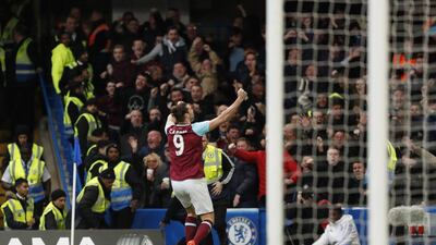 Andy Carroll celebrates after scoring the second goal for West Ham. Action Images via Reuters / John Sibley