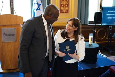UK Foreign Secretary David Lammy with Israeli ambassador to the UK, Tzipi Hotovely, on Holocaust Memorial Day in January this year. Getty Images