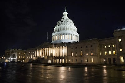 The US Capitol stands illuminated at night in Washington, DC. Bloomberg