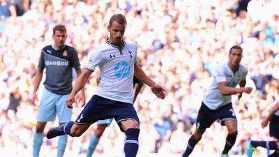 Spaniard Roberto Soldado, centre, was a big acquisition this summer when Tottenham shelled out €30 million for his services. Michael Regan / Getty Images