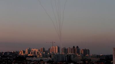 Missiles from Israel's Iron Dome air defence system in the south of Israel destroy incoming Hamas missiles. AFP Photo